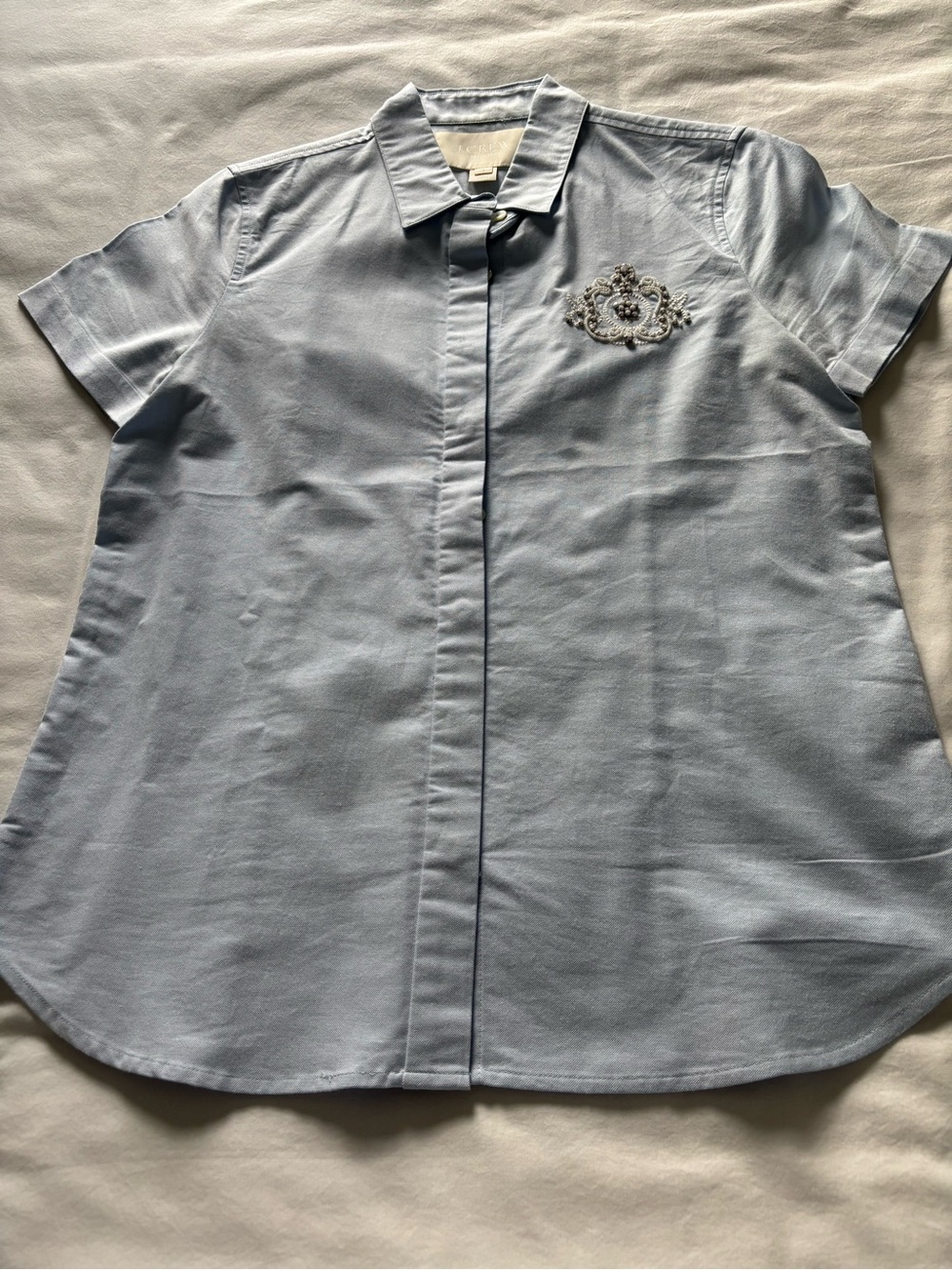 NWOT! RARE! J.Crew Collection Oxford Short-Sleeve Button-Down Shirt with Crest